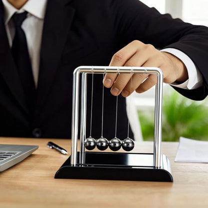 PATIKIL 2 Pack Newtons Cradle, Newton's Cradle Pendulum 5 Balance Balls Desk Toys Gravity Ball Cool Funny for Physics Toys Adults Science Men Office Desk Decor Home Gift, T-Shaped, M - size: Medium