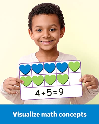 Coogam Magnetic Ten Frame Set, Math Manipulative Games for Kids with 6 Ten Frames 60 Magnetic Math Counters, Montessori Educational Toy Gift for Preschool Kindergarten 3 4 5 Year Old Toddlers - style: love shape