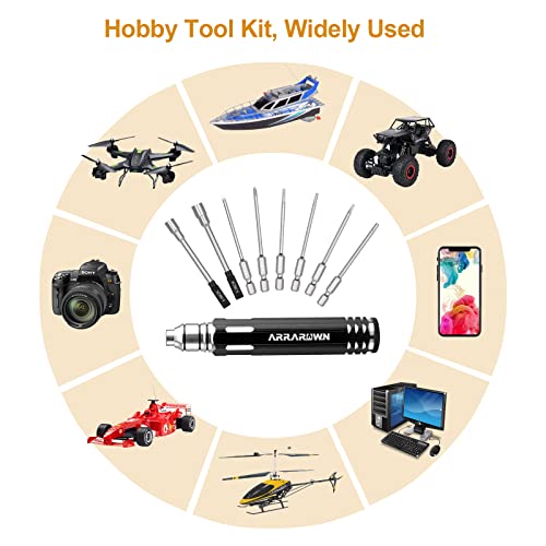 10 in 1 RC Model Repair Tools Kit with 1.5/2.0/2.5/3.0/4.0/5.5mm Hex Bits - color: Black With Red Tray