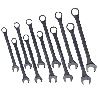 Jumbo Combination Wrench Set, SAE 1-5/16 Inches to 2 Inches, 11-Piece Open-End Wrench Set, Black Oxide Finish, Rolling Pouch - color: Sae - 11 Piece