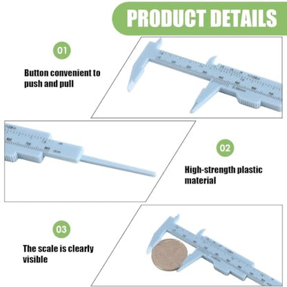 30 Pcs Plastic Vernier Caliper, 80mm/3.15" Eyebrow Measuring Tool, Mini Sliding Ruler Caliper Gauge for Students DIY Crafts School Office Tattoo Eyebrow Artists Use (5 Color, 0-3.15"/0-80mm) - color: 5 colors(30pcs)