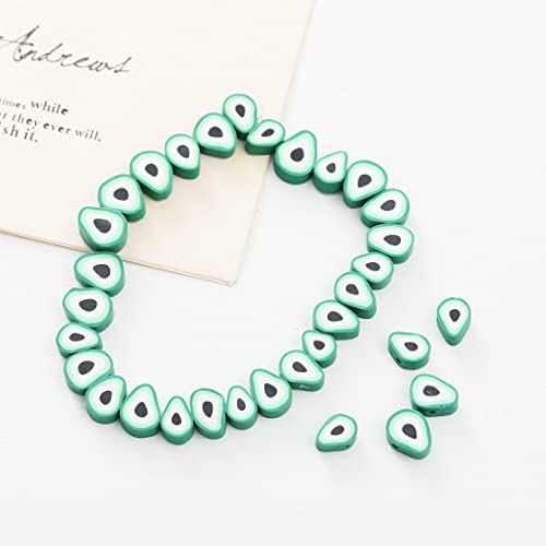 100pcs Green Avocado Polymer Clay Spacer Beads for Women Jewelry Making DIY Bracelet Necklace Hair Clip Accessories (Avocado) - color: Avocado