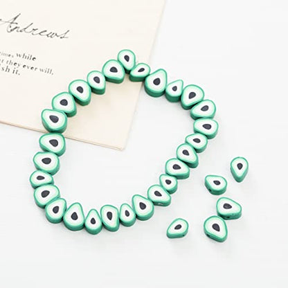 100pcs Green Avocado Polymer Clay Spacer Beads for Women Jewelry Making DIY Bracelet Necklace Hair Clip Accessories (Avocado) - color: Avocado