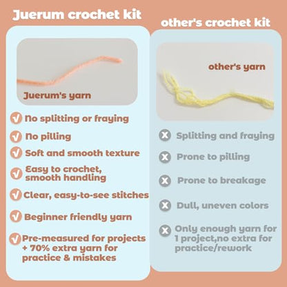 JueRum Pig Crochet Kit for Beginners Adult All-in-One Amigurumi Crochet Kit - color: Pink Pig