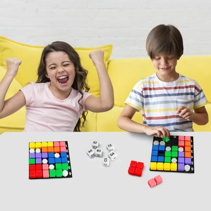 4 Players The Brain Square STEM Puzzle Game, Pattern Match Blocks Dice Game - color: 4_player
