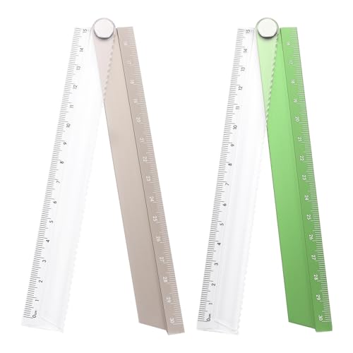 HARFINGTON 2pcs Folding Straight Ruler 30cm Metric Aluminum Alloy Protractor Foldable Angle Ruler Geometric Measuring Tool for Architects Artists Office, Gold/Green - color: Gold/Green