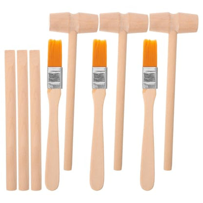 Vaguelly Dinosaur Digging Kit Wooden Hammer Chisel Brush Set for Kids Stem Science Educational Excavation Toy for Pretend Play Digging Tools Toys - size: 14.00X4.00X2.00CM