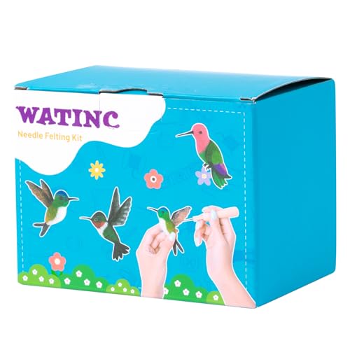 WATINC Needle Felting Kit - 3 Set Unique Different Cute Doll Wool Felt Needle Tools Foam Pad Instruction, DIY Home Decoration Craft Party Supplies for Art Work Starter Beginners (Hummingbird) - style: Hummingbird