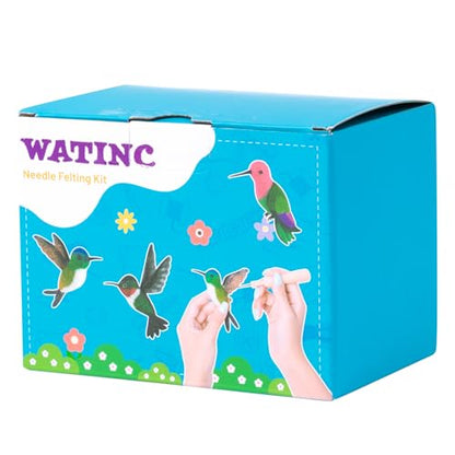 WATINC Needle Felting Kit - 3 Set Unique Different Cute Doll Wool Felt Needle Tools Foam Pad Instruction, DIY Home Decoration Craft Party Supplies for Art Work Starter Beginners (Hummingbird) - style: Hummingbird