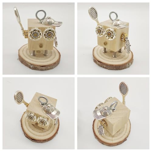 DEUXPER Mini Steampunk Robot Model Building Kit, Tennis Boy Style - style: Tennis Boy+Keychain