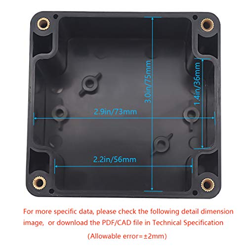 Junction Box, Zulkit Project Box IP65 Waterproof Outdoor Box ABS Plastic Electrical Boxes Electronic Enclosure Black 3.27 x 3.19 x 2.20 inch (83 x 81 x 56mm)(Pack of 1) - size: 3.27'' x 3.19'' x 2.20''(Pack of 1)