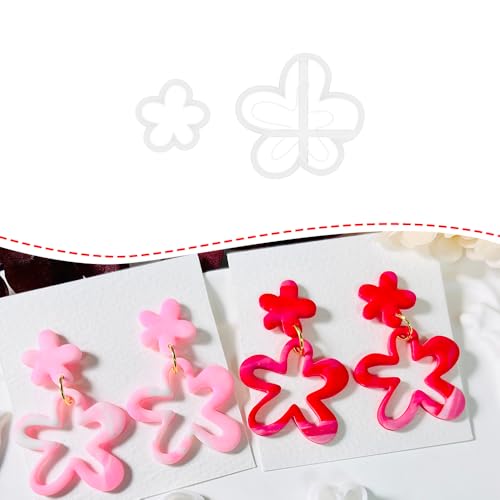 Xaekicr 2PCS Flower Polymer Clay Cutters – Floral Clay Earring Cutters for Spring Jewelry, Cute Clay Tools for Polymer Clay Crafts and DIY Gift Making - color: 2A color