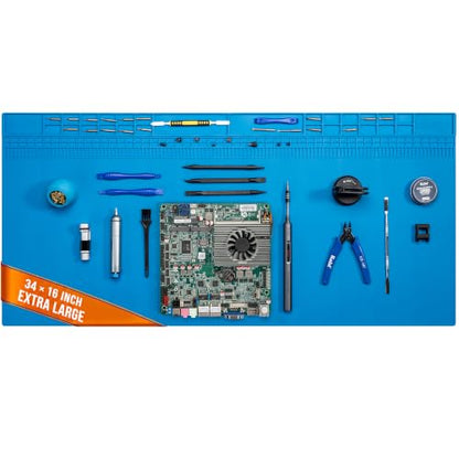 Kaisi KS813 Extra Large Soldering Mat, Heat Resistant Silicone Solder Mat - color: Blue, size: 34" x 16"