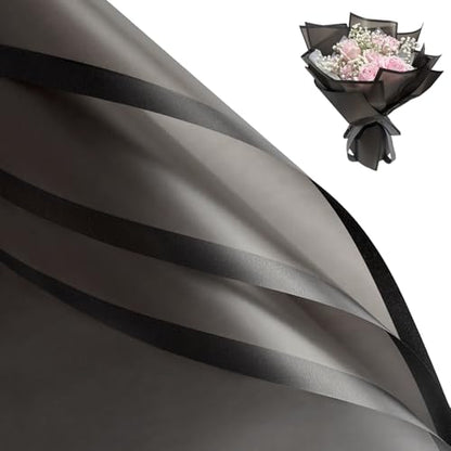 Duyasurs 20 Sheets Floral Wrapping Paper, Waterproof Bouquet Wrapping, 22.8x22.8IN, Florist Supplies Packaging Paper, DIY Gift Box, Wedding & Birthday Gifts, Translucent Black - color: Translucent Black