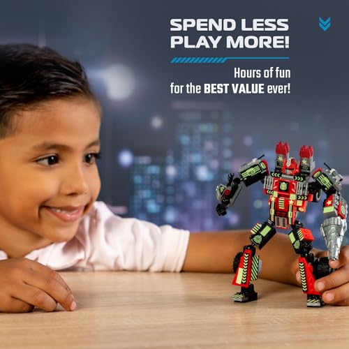 JITTERYGIT Mech Building Robot Glow in The Dark Action Figure Toy Set, Cool Space Super Hero Christmas Birthday Gift, Best Xmas Holiday Present Bricks for Boys, Girls, Teen 6 7 8 9 10 Year Old - style: Volcano Red - Grindburst