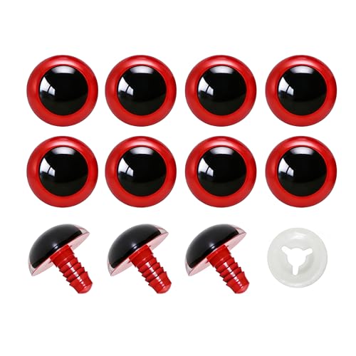 BESTCYC 60pcs 24mm Red Plastic Safety Eyes Craft Eyes with Washers for Amigurumi Dolls Plush Animals DIY Craft Lovers Doll Makers Crochet Craft Supplies - color: Red, size: 24mm
