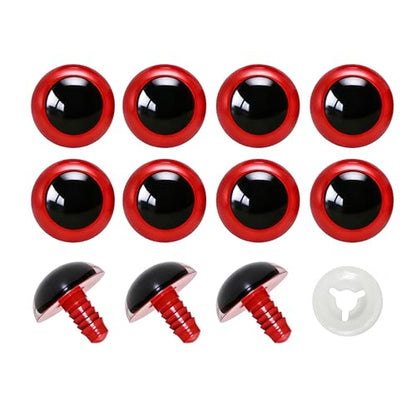 BESTCYC 60pcs 24mm Red Plastic Safety Eyes Craft Eyes with Washers for Amigurumi Dolls Plush Animals DIY Craft Lovers Doll Makers Crochet Craft Supplies - color: Red, size: 24mm