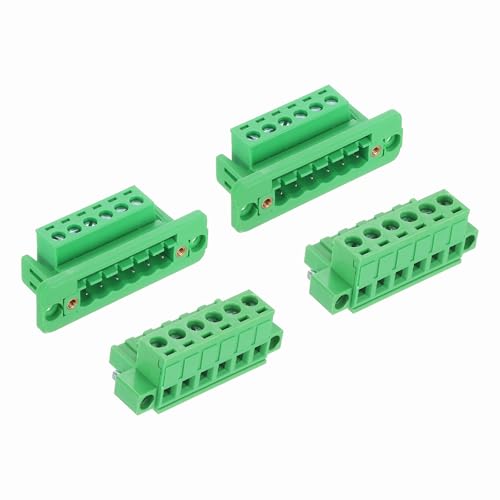 MECCANIXITY 2Set 6-Pin 5.08mm Pitch Pluggable Screw Terminal Block Connectors, PA66 300V 10A Through-Wall PCB Terminal with Panel Solderless Wiring Connectors 26-10AWG for Electronic - style: 6-Pin