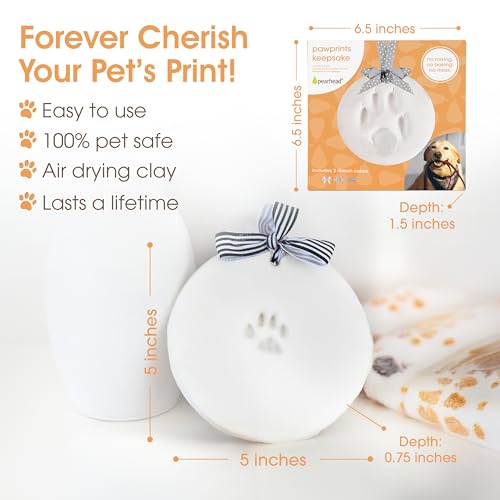 Pearhead Pet Paw Print Keepsake Ornament Kit, No-Bake Clay Kit - color: Clay Pawprint Kit, 3 Ribbons, size: 1-Pack