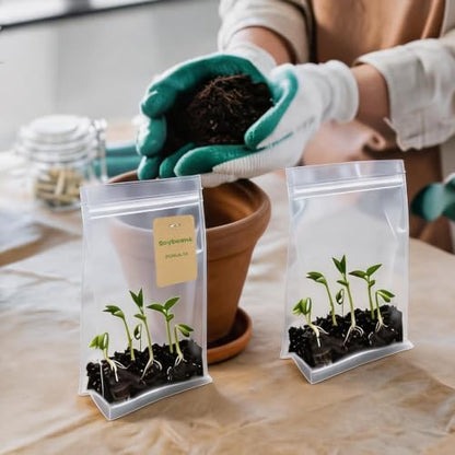 50 PCS Clear Vinyl Pocket Greenhouses with Kraft Paper Cards