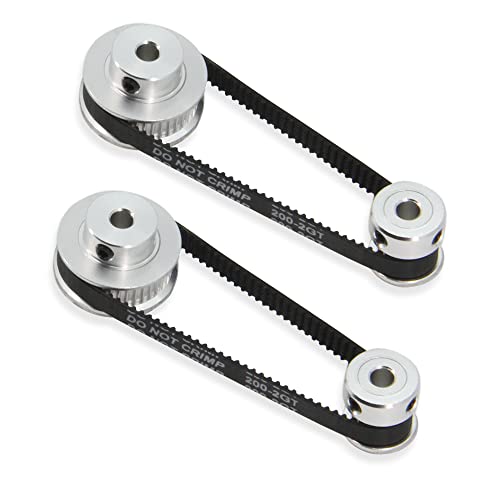 2PCS Set GT2 Synchronous Wheel 20&40 Teeth 5mm Bore Aluminum Timing Pulleys with 2PCS Length 200mm Width 6mm Belt (20-40T-5B-6) - style: 20-40T-5B-6