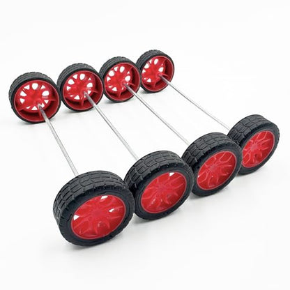 20PCS Small Toy Car Wheel 30mm Model Car Rubber Tire Wheels with 10PCS Shaft Round Rod Axles for DIY Model Toy RC Car Truck Robot Building Accessories (Red 2x30mm) - style: Red 2x30mm