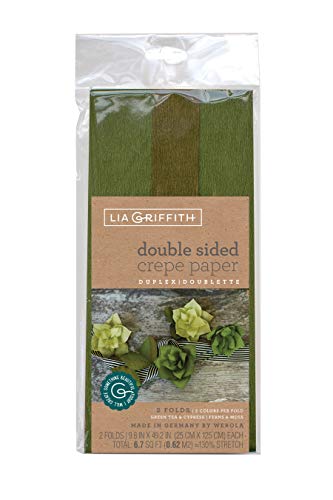 Lia Griffith Double Sided Crepe Paper Folds Roll, Green Tea and Cypress, Ferns and Moss, 6.7-Square Feet (Pack of 12) - color: Green Tea and Cypress, Ferns and Moss, size: 6.7-Square Feet (Pack of 12)