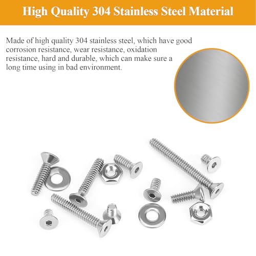 254 Pieces #4-40 x 3/16", 1/4", 5/16", 3/8", 1/2", 5/8", 3/4", 1", Countersunk Head Socket Cap Screws Nuts Washers Assortment Kit - size: #4-40, style: Countersunk Head Socket Cap