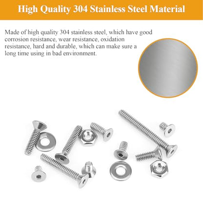 254 Pieces #4-40 x 3/16", 1/4", 5/16", 3/8", 1/2", 5/8", 3/4", 1", Countersunk Head Socket Cap Screws Nuts Washers Assortment Kit - size: #4-40, style: Countersunk Head Socket Cap
