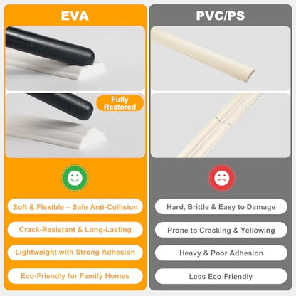 Peel and Stick Wall Molding Kit, 16.4FT x 0.91" EVA Flexible Trim for Interior Wall Decoration, Self-Adhesive Crown Molding for Wainscoting Panels and Paintable Peel and Stick Crown Trim - size: 16.4FT x 0.9'' W
