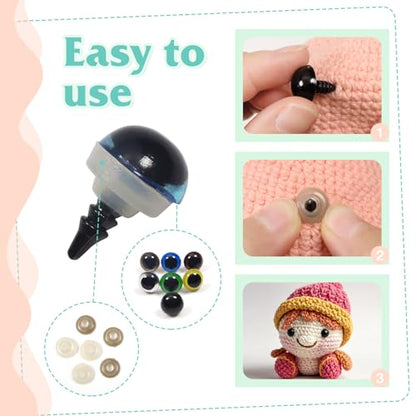 TOAOB 140pcs 10mm Colorful Plastic Safety Eyes Craft Eyes with Washers for Stuffed Animals Amigurumis Crochet Bears Dolls Making - size: 10mm