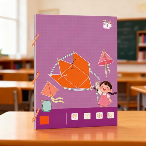Pull String 3D Geometry Learning Book - Fun Volume & Surface Area Formula Teaching Tool with Braided Rope Design (9-Model Version) - style: Chinese version