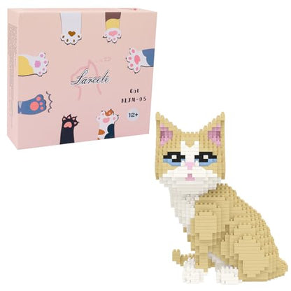 Larcele 924 Pcs Golden Shorthair Cat Pet Micro Blocks Gift Kids 8+ KLJM-05 - style: Golden Shorthair
