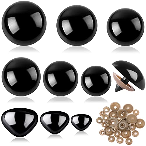UPINS 180 Pcs Large Safety Eyes and Nose with Washers for Amigurumi - color: Black
