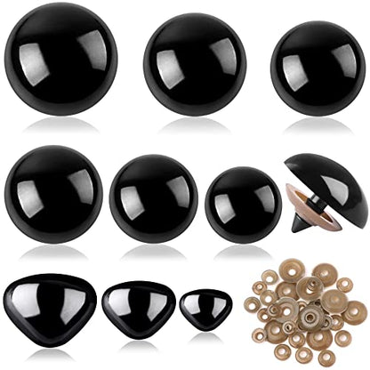UPINS 180 Pcs Large Safety Eyes and Nose with Washers for Amigurumi - color: Black