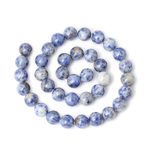 35PCS 10mm Natural Blue White Sodalite Gemstone Round Loose Beads for Jewelry Making 1 Strand 15" - color: Blue White Sodalite, size: 10mm