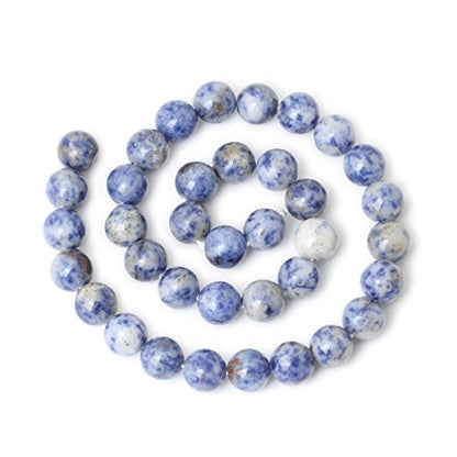 35PCS 10mm Natural Blue White Sodalite Gemstone Round Loose Beads for Jewelry Making 1 Strand 15" - color: Blue White Sodalite, size: 10mm
