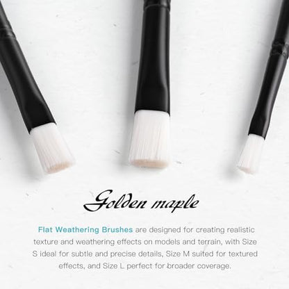 Weathering Paint Brushes-Golden Maple 3pcs Flat Paint Brushes Set for Weathering Effects, Textures, Washing and Dry Brushing on Miniature Painting - style: Weathering-Flat