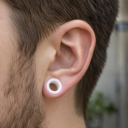Oyaface 20 PCS Piercing Tunnel Set Soft/Hard Silicone Flesh Ear Plugs 2g-25mm Flexible Ear Stretching Gauge Expander - color: White
