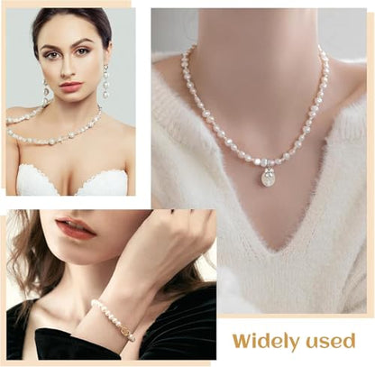 Pearl Beads for Jewelry Making, Bracelet Making Kit for Adults DIY Crafts - color: white