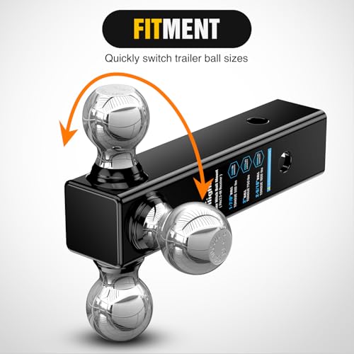 Nilight Multi-Ball Trailer Hitch Ball Mount, 1-7/8, 2, 2-5/16-Inch Balls, Triple Ball Mount fits 2-1/2-Inch Hitch Receiver, Chrome Plating - color: 2-1/2" hitch 3 ball