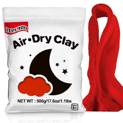 ifergoo 500g Red Air Dry Clay, 1.1LBS DIY Creative Modeling Clay for Kids - color: Red/500g