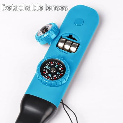 Multifunctional Survival Emergency Whistle for Kids with Compass Hiking Survival, Thermometer & Neck Lanyard | Emergency Safety Gear for Hiking, Camping, Kayaking, Boating, Climbing - color: bule
