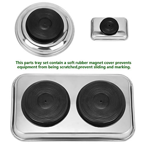 VASTOOLS Magnetic Tray Holder 3pc,for Socket Screw Nuts Bolts Metal Parts,Extra Strong Magnet,Thickened Tray,Stainless Steel - style: Tray & Bowl 3pc