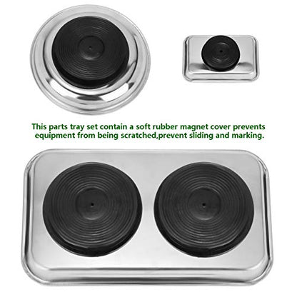 VASTOOLS Magnetic Tray Holder 3pc,for Socket Screw Nuts Bolts Metal Parts,Extra Strong Magnet,Thickened Tray,Stainless Steel - style: Tray & Bowl 3pc