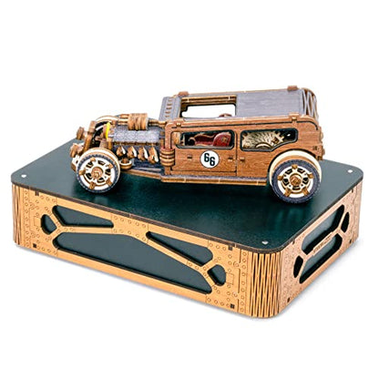 WOODEN.CITY Engineering DIY Wooden Model to Built - Model Car Kits - Premium 3D Wooden Puzzles for Adults - Detailed Model Kits for Enthusiasts and Collectors (Model Hot Rod Car Puzzle) - style: Hot Rod Puzzle