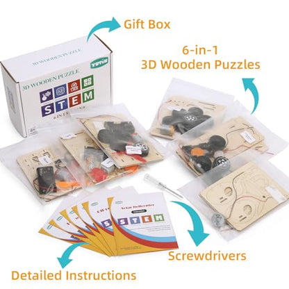 STEM Kits for Kids Age 8-10 10-12, 6 Set Wood Building Projects Crafts 6-8