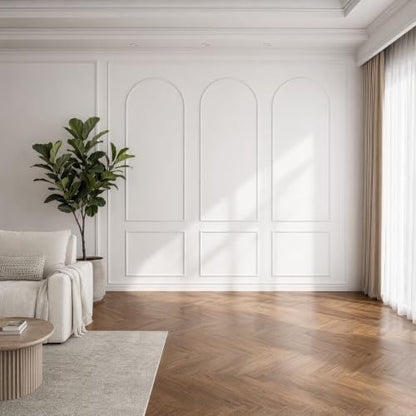 3 Set Arch Peel and Stick Wall Molding Kit, Premade Wainscoting Panels - color: white 64''x24''