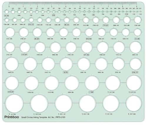 Printtoo Small Circles Inking Template Stencil 25.5 x 20.3 cm, 2 mm Acrylic Geometric Drafting Drawing Ruler for Circle Design, Technical Drawing, Art, Architecture, Engineering Use - color: Series-PRTD-2103