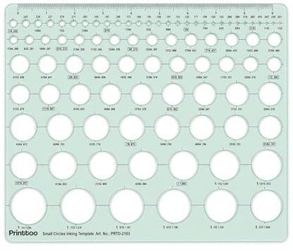 Printtoo Small Circles Inking Template Stencil 25.5 x 20.3 cm, 2 mm Acrylic Geometric Drafting Drawing Ruler for Circle Design, Technical Drawing, Art, Architecture, Engineering Use - color: Series-PRTD-2103